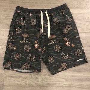 Rhythm Surf Print Elastic Waist Boardshorts - Size M (32)
